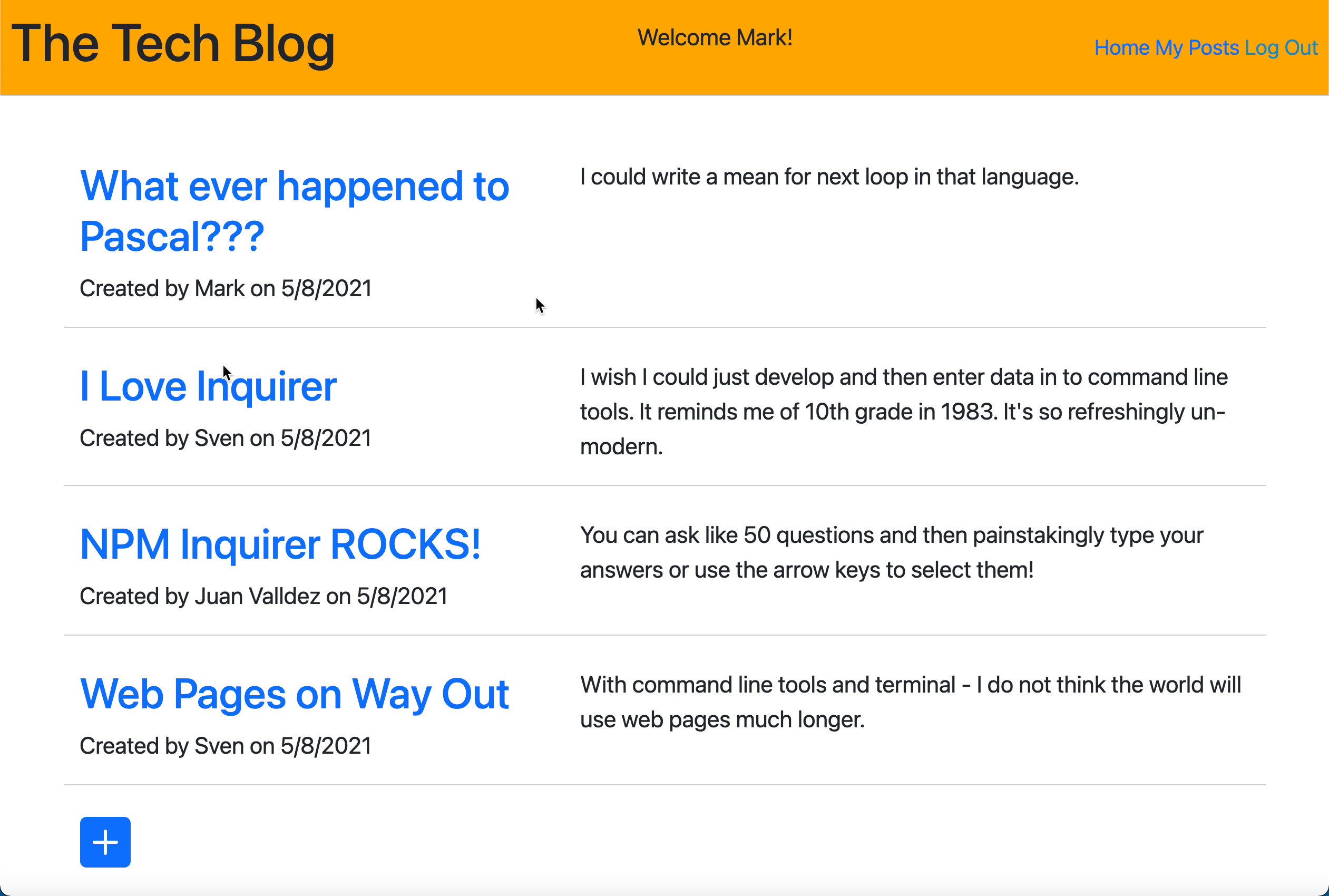A web page posting tech related topics for discussion 